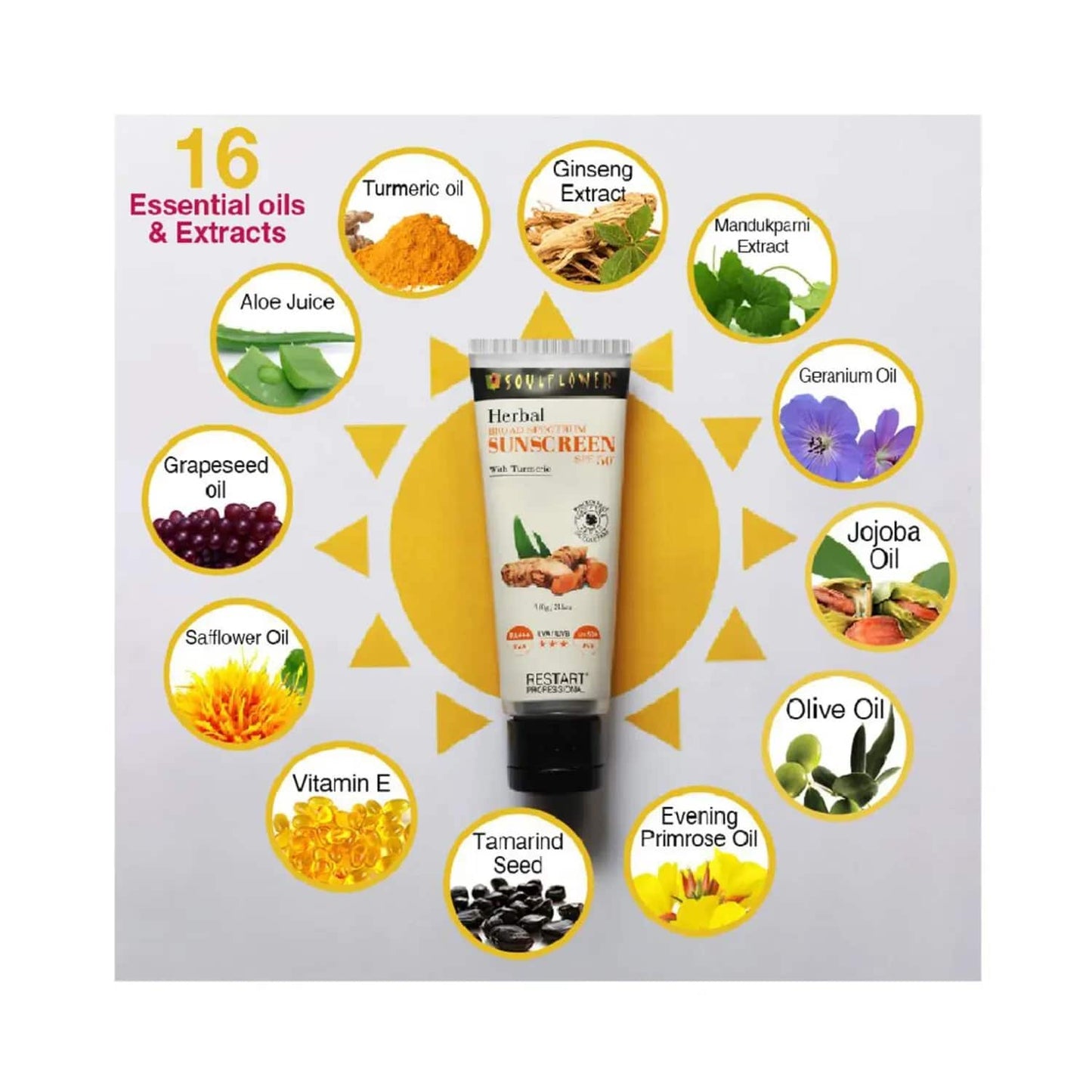 Soulflower Herbal Broad Spectrum Sunscreen SPF 50+ (100g)