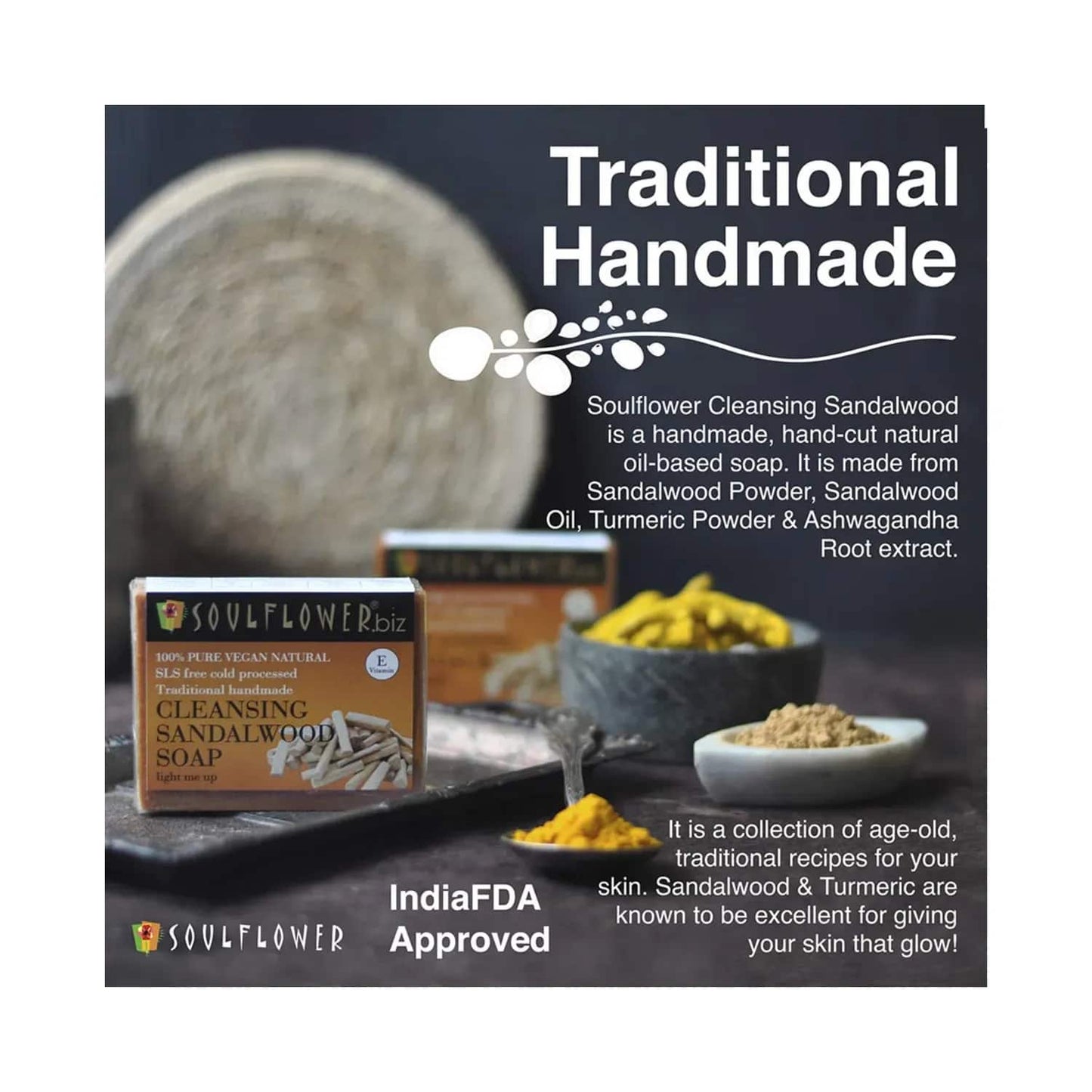 Soulflower Cleansing Sandalwood Soap - (150g)