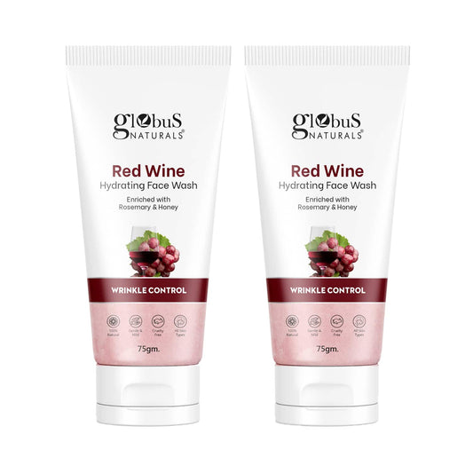 Globus Naturals Red Wine Hydrating Face Wash Enriched With Rosemary & Honey For Wrinkle Control (2pc)