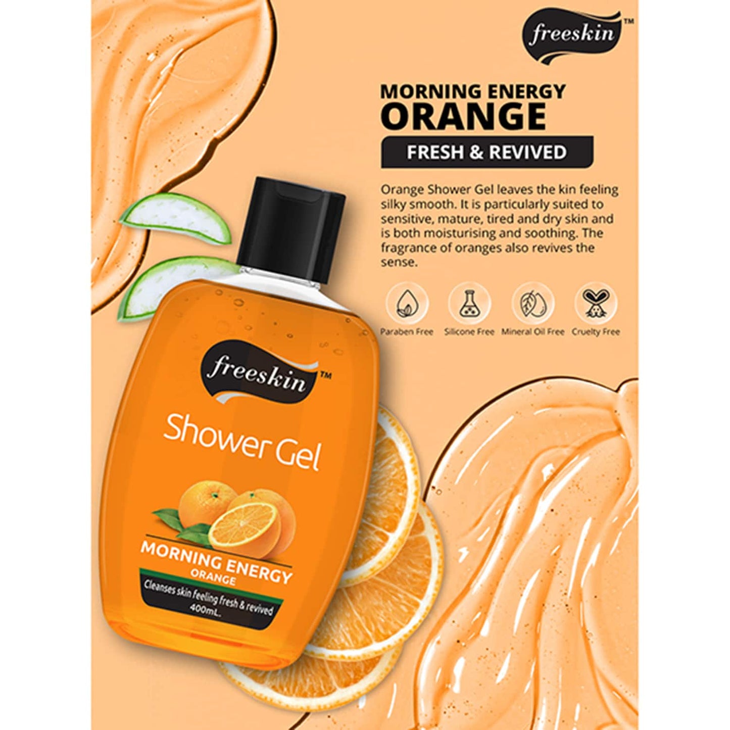 Freeskin Orange Morning Energy Shower Gel (400ml)