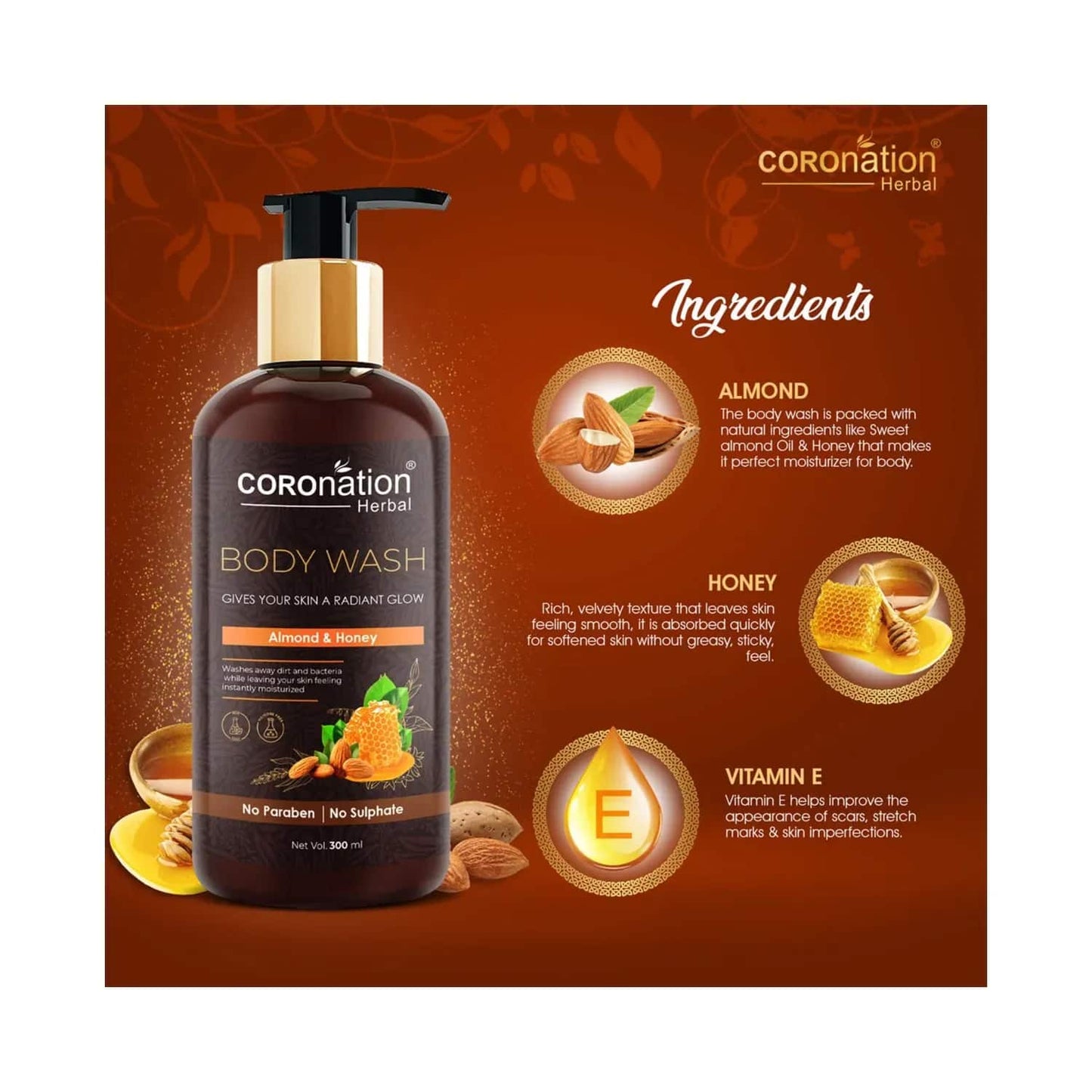 COROnation Herbal Almond & Honey Body Wash (300ml)