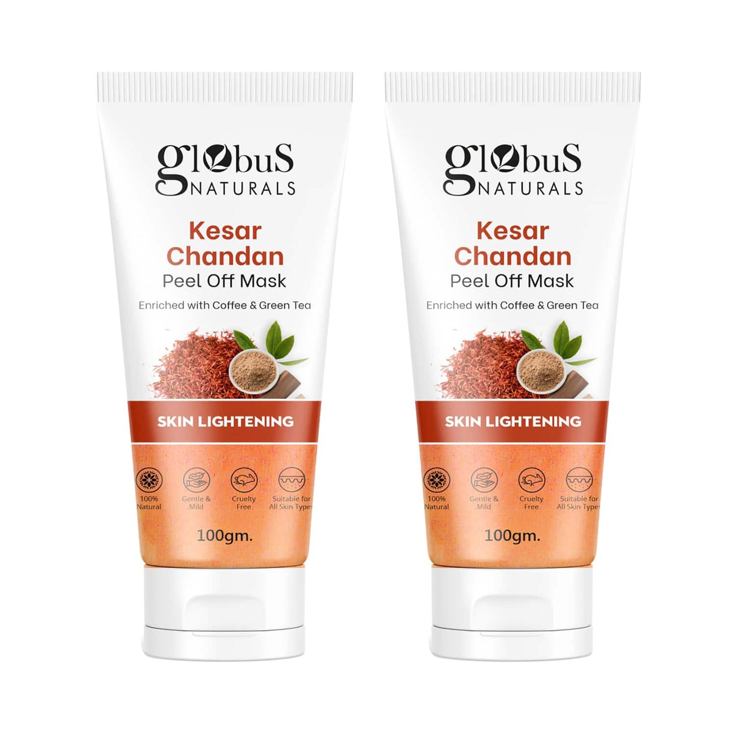 Globus Naturals Kesar Chandan Peel Off Mask Enriched With Green Tea For Skin Lightening Combo (2 Pcs)