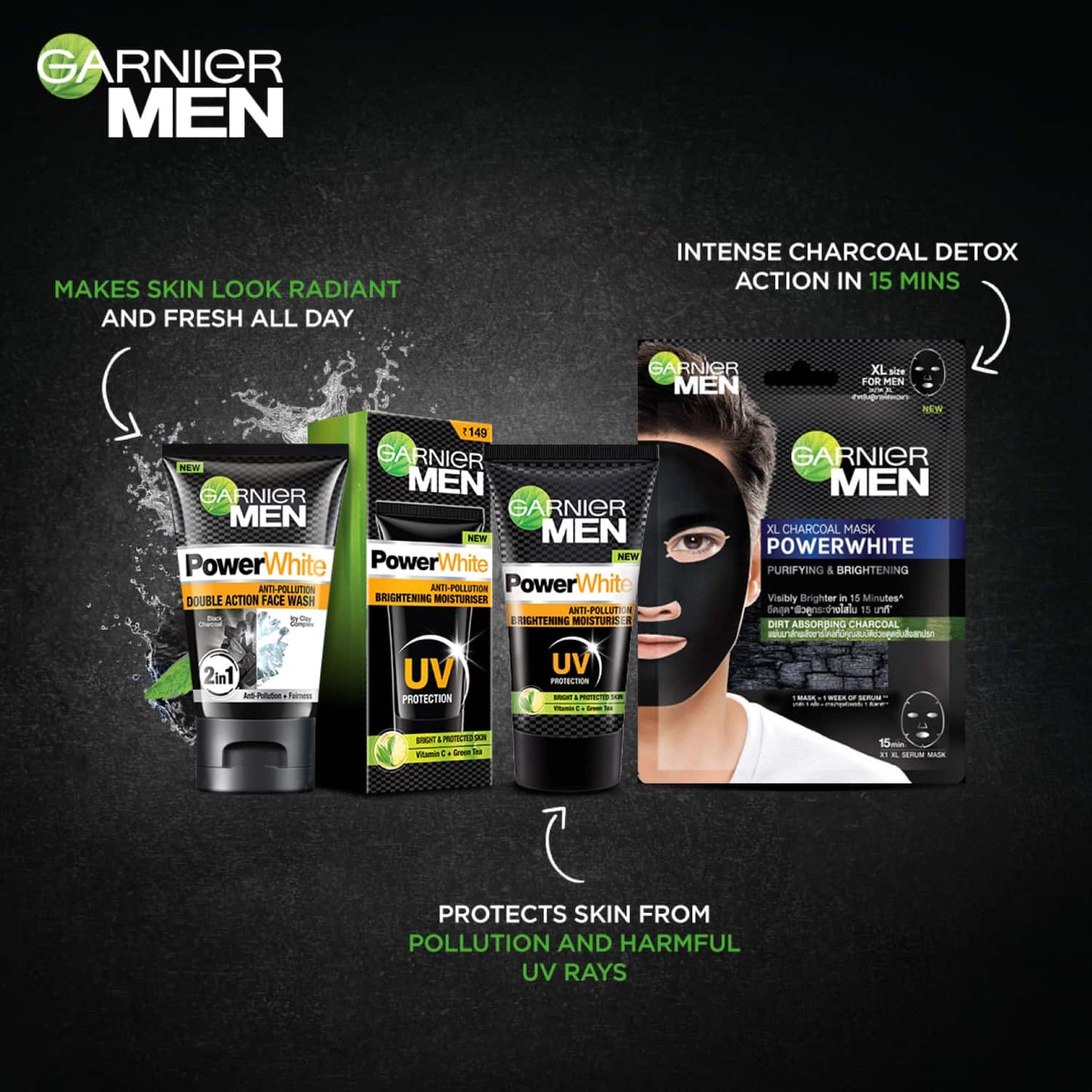 Garnier Men Power White XL Charcoal Mask (28g)