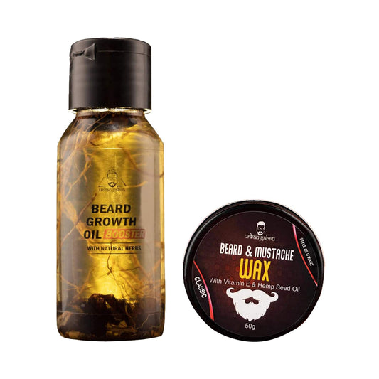 Urban Gabru Beard Mustache Wax vitamin& Hemp Seed Oil (50g) & Beard Growth Booster Oil (60ml) Combo