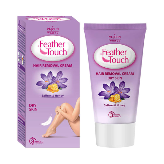 VI-JOHN Feather Touch Hair Removal Cream With Honey & Saffron Tube For Dry Skin (40g)