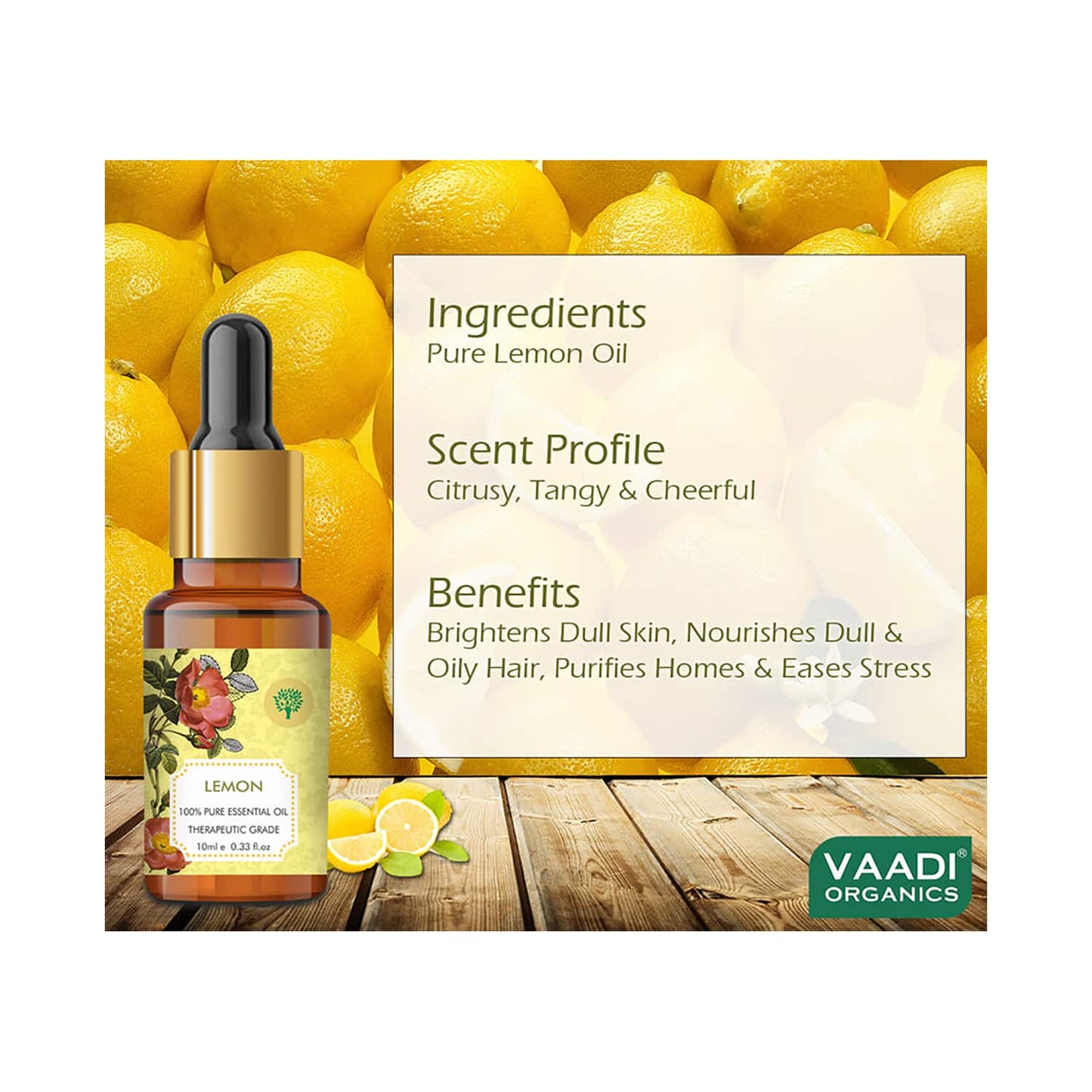 Vaadi Herbals 100% Pure Therapeutic Grade Lemon Essential Oil (10ml)