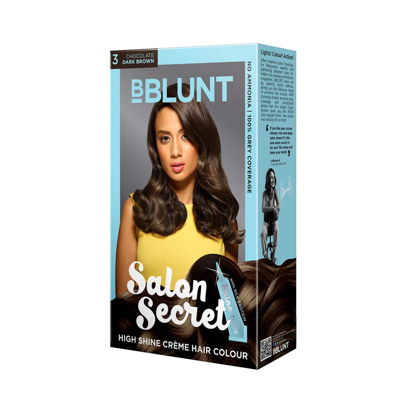 BBlunt Salon Secret High Shine Cream Hair Color - 03 Chocolate Dark Brown (100g+8ml)