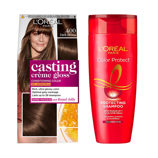 L'Oreal Paris Color & Care Kit (Casting Creme Gloss 400 with Color Protect Shampoo)