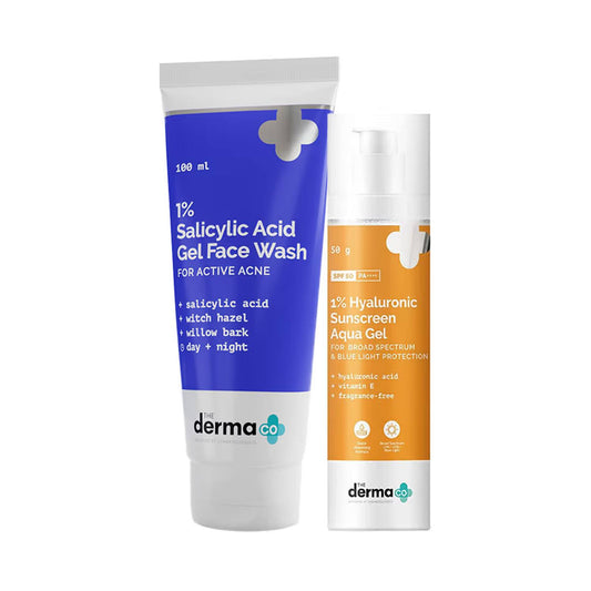 The Derma Co 1% Hyaluronic Sunscreen and 2% Salicylic Face Wash Combo