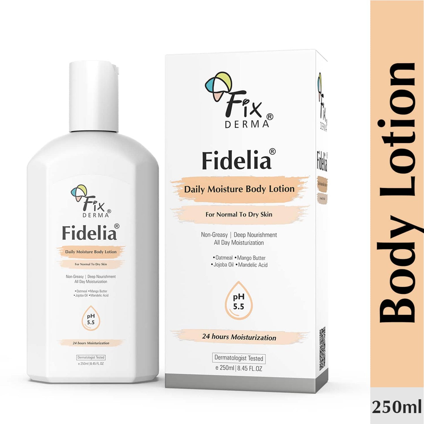 Fixderma Fidelia Daily Moisturizing Body Lotion for Dry Skin with Jojoba Oil & Oatmeal (250ml)