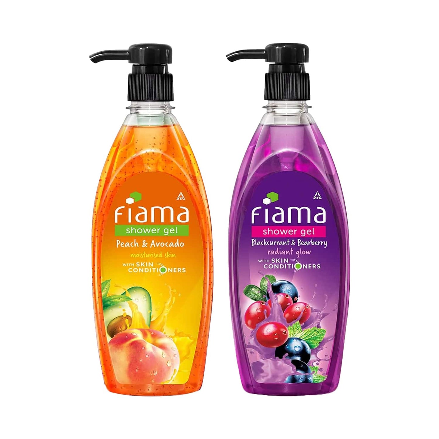 Fiama Blackcurrant & Bearberry Shower Gel & Peach & Avocado Moisturised Shower Gel Combo