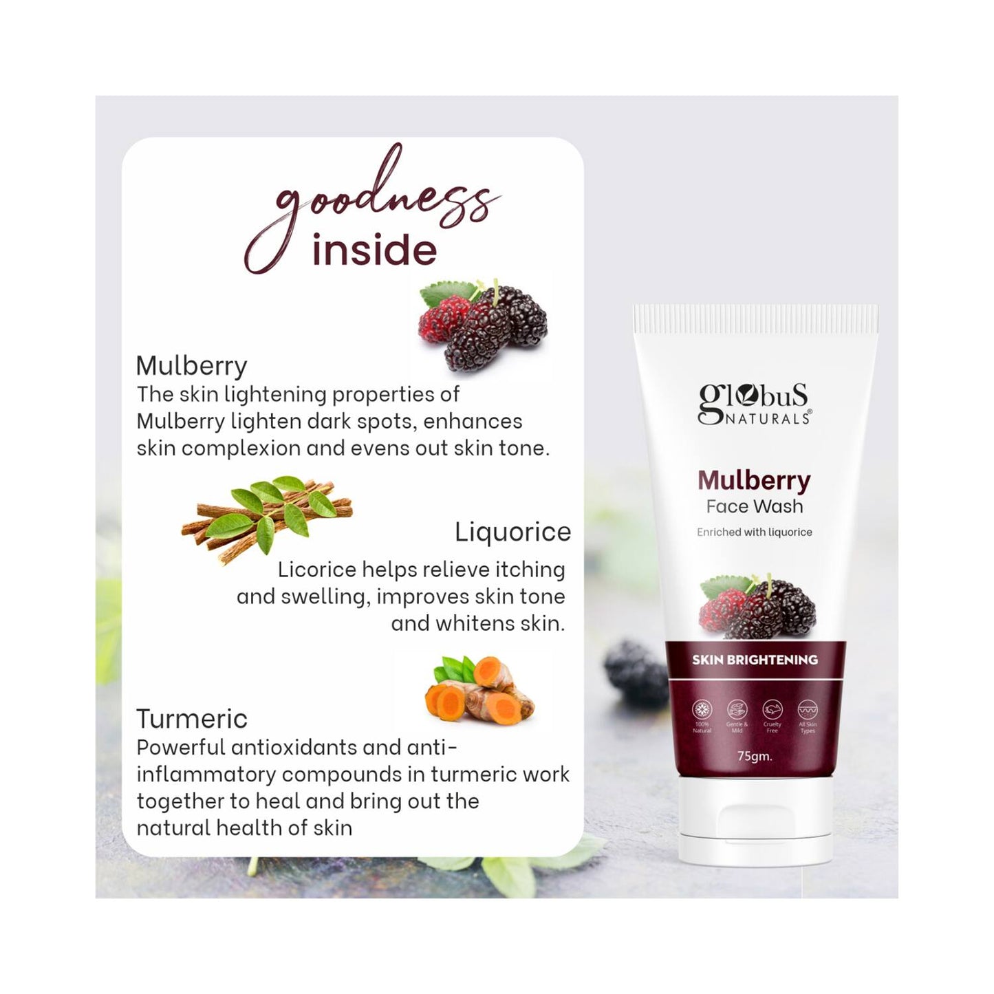 Globus Naturals Mulberry Fairness Face Wash (2 Pcs)