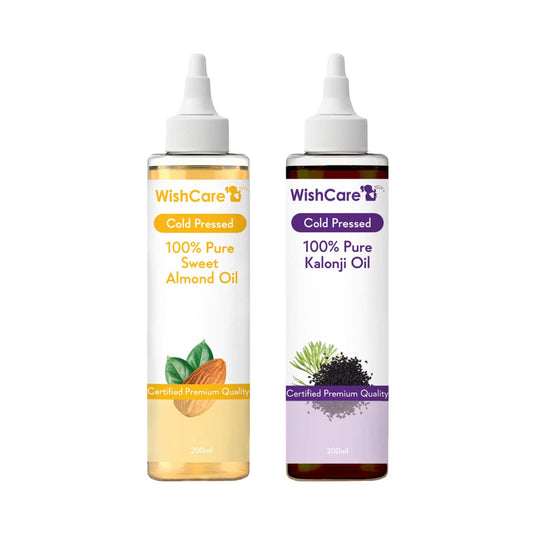 WishCare 100% Pure Cold Pressed Almond Oil & Kalonji Black Onion Seed Oil Combo - (200 ml each)