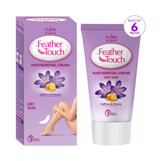 VI-JOHN Feather Touch Saffron & Honey Hair Removal Cream (Pack of 6)