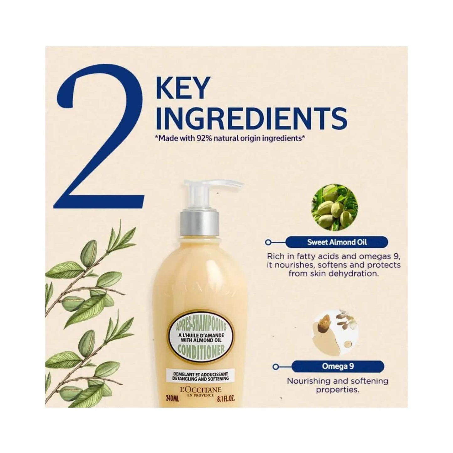 L'occitane Almond Conditioner - (240ml)