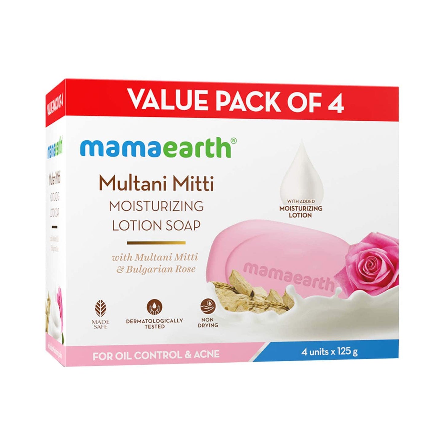 Mamaearth Multani Mitti Moisturizing Lotion Soap - (4 pcs)