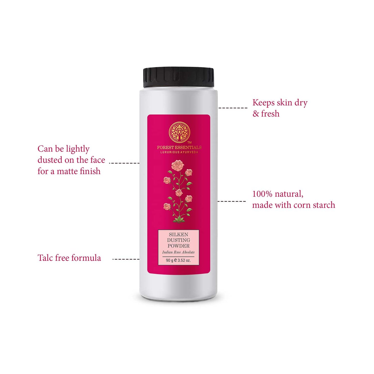 Forest Essentials Indian Rose Absolute Silken Dusting Powder (90g)