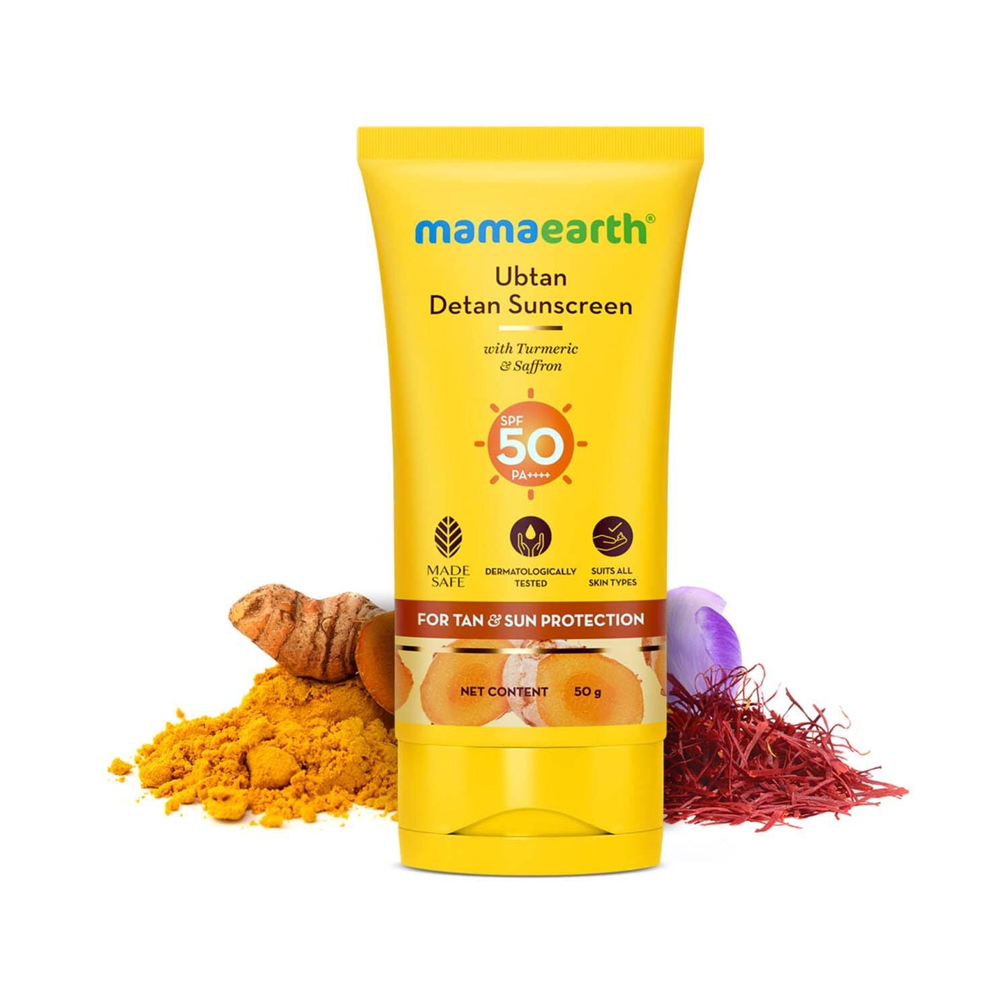 Mamaearth Ubtan Detan Sunscreen With SPF 50 PA ++++ (50 g)