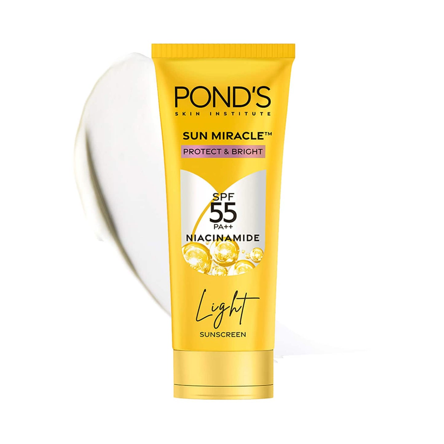 Pond's Sun Miracle SPF 50 PA+++ Light Sunscreen - Protect & Bright, With 3% Active Niacinamide (50 g)