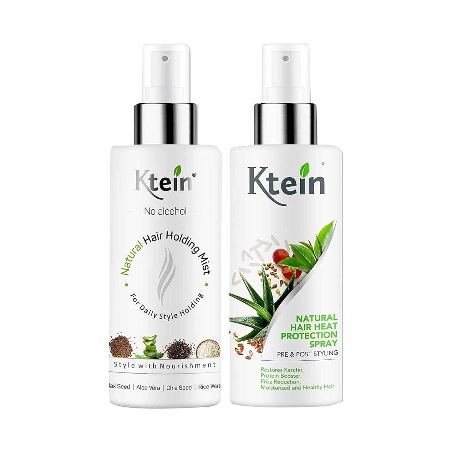 Ktein 100% Plant Base Natural Hair Heat Protection Spray And Natural Hair Holding Spray - (2Pcs)