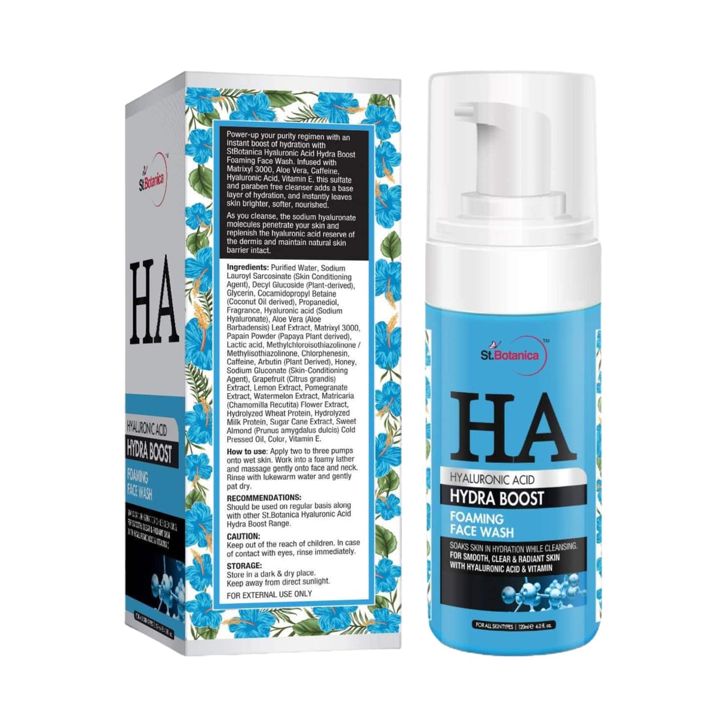 St.Botanica Hyaluronic Acid Hydra Boost Foaming Face Wash (120ml)