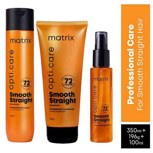 Matrix Opti.Care Professional Haircare for Salon Smooth Straight Hair (350 ml+196 g+100 ml) Combo