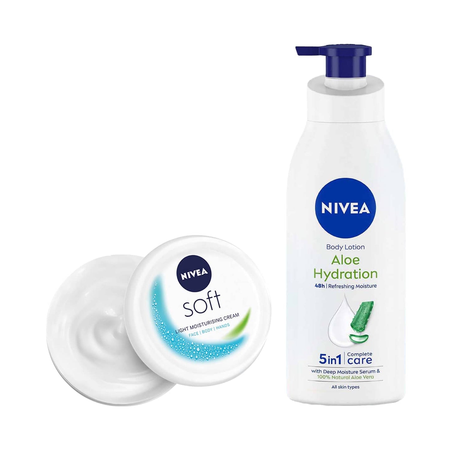 Nivea Aloe Hydration Body lotion & Soft Light Moisturriser Combo