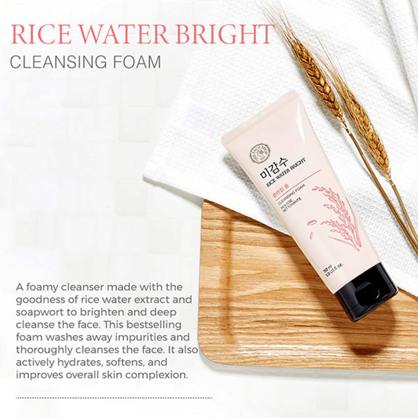 The Face Shop Rice Water Bright Foaming Cleanser (150ml)