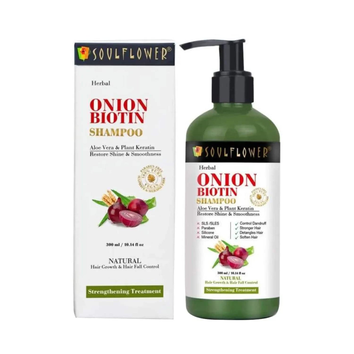 Soulflower Onion Biotin Shampoo with Aloe Vera & Plant Keratin - (300ml)