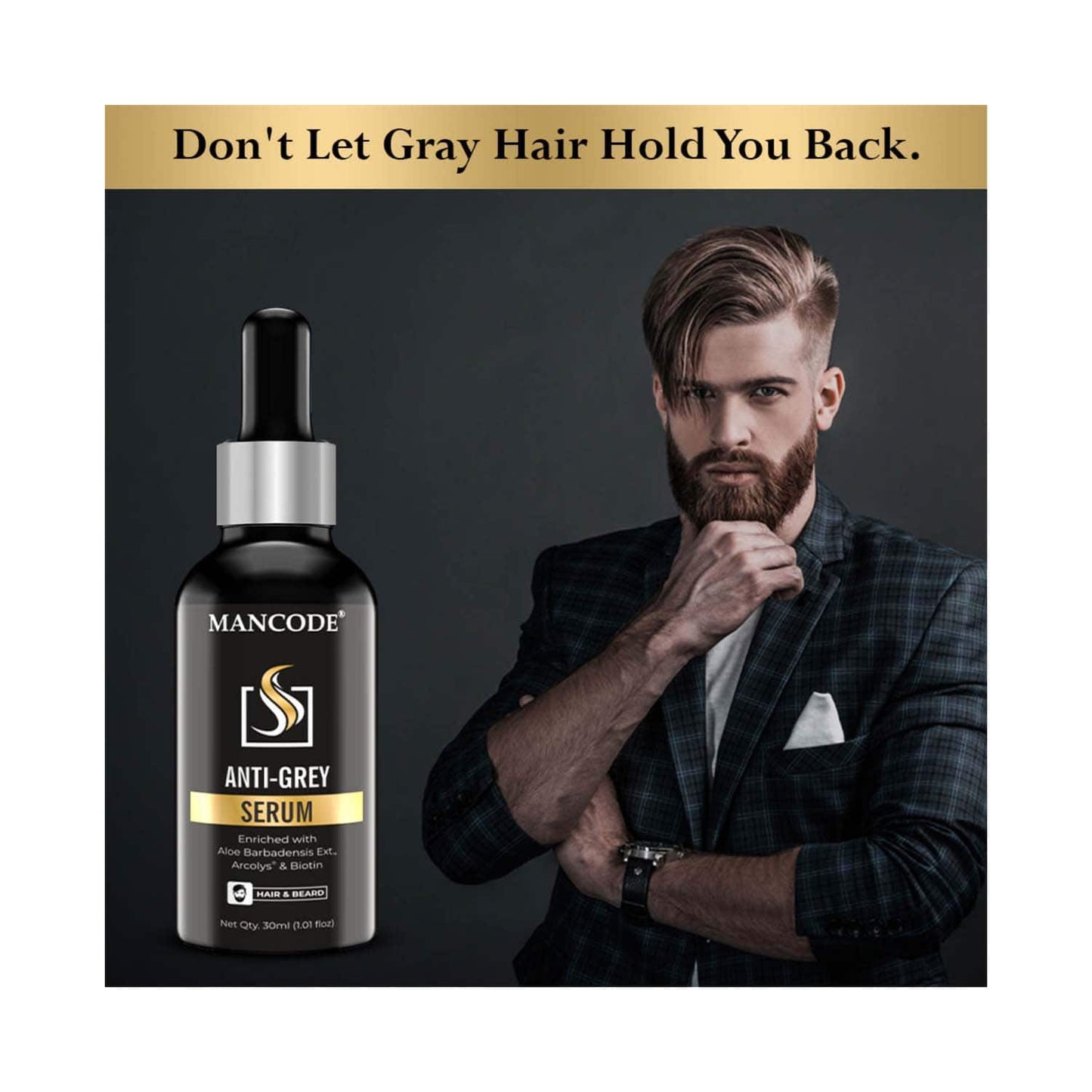 Mancode Anti Grey Hair & Beard Serum For Men (30 ml)