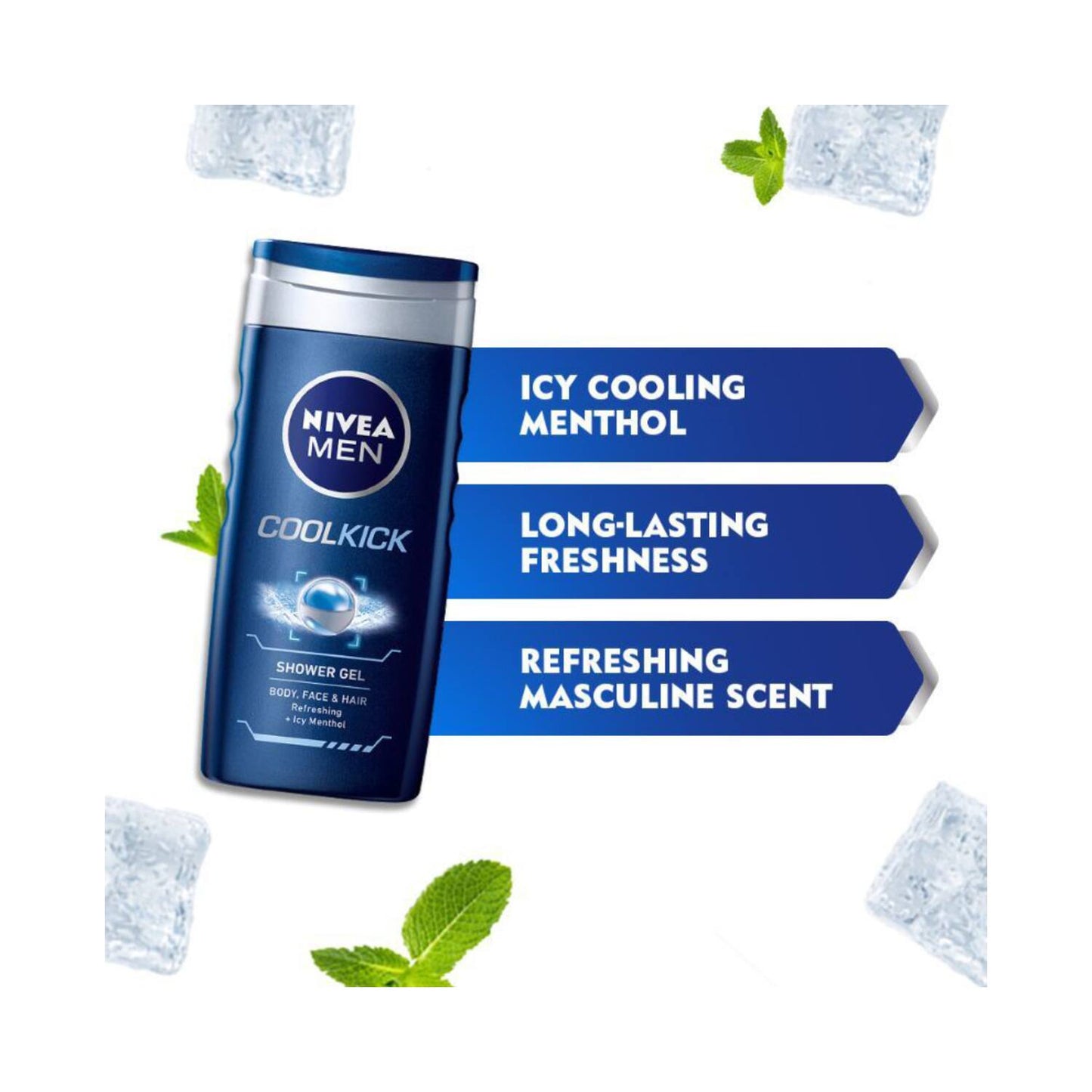 Nivea Men Cool Kick With Refreshing Icy Menthol Body Wash And Shower Gel (250ml)