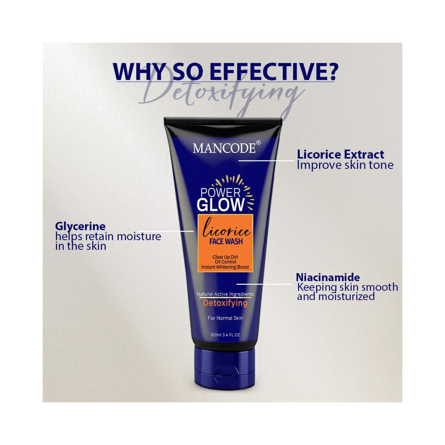 Mancode Power Glow with Licorice Face Wash For Men (100 ml)