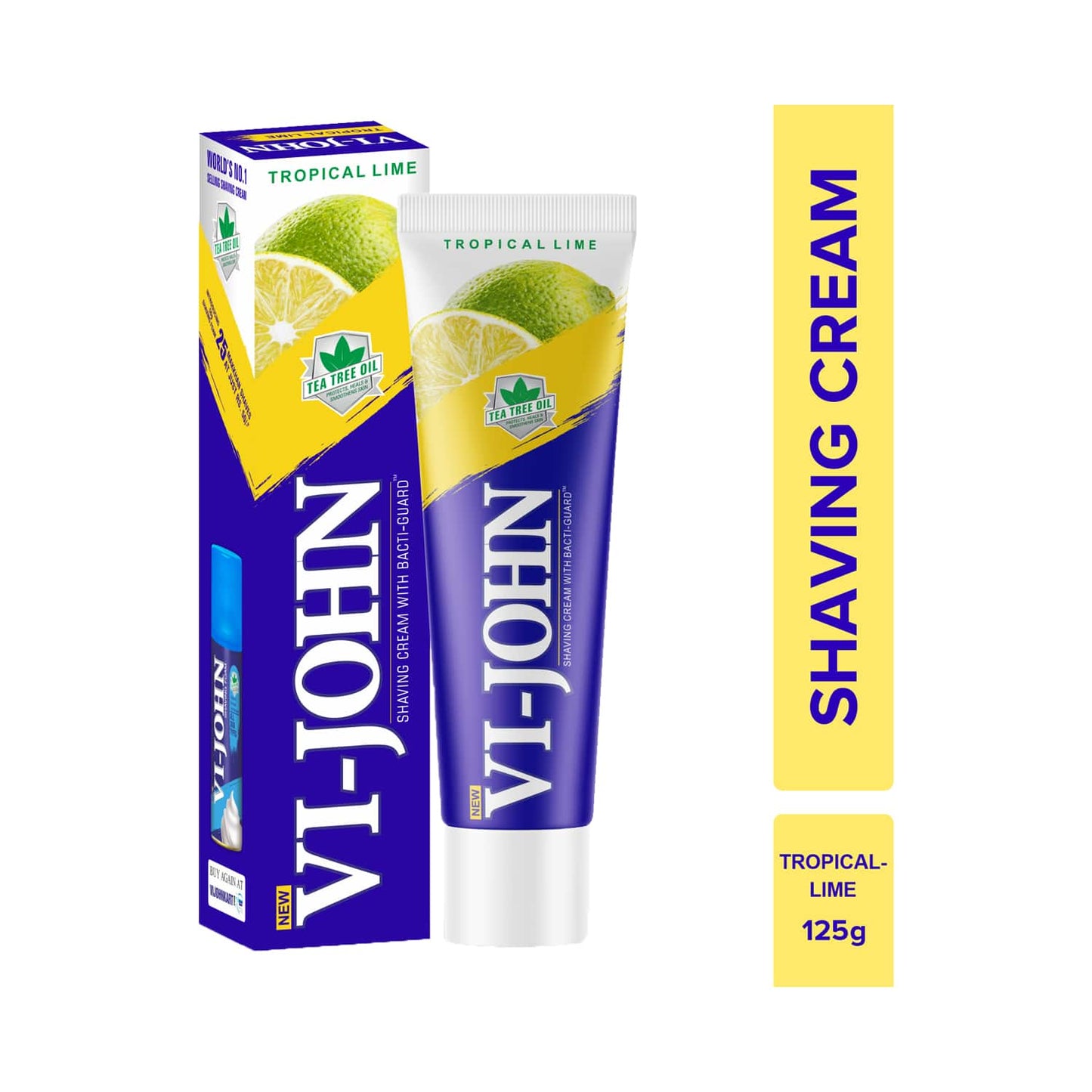 VI-JOHN Tropical Lime Shaving Cream With Tea Tree Oil & Bacti-Guard (125g)