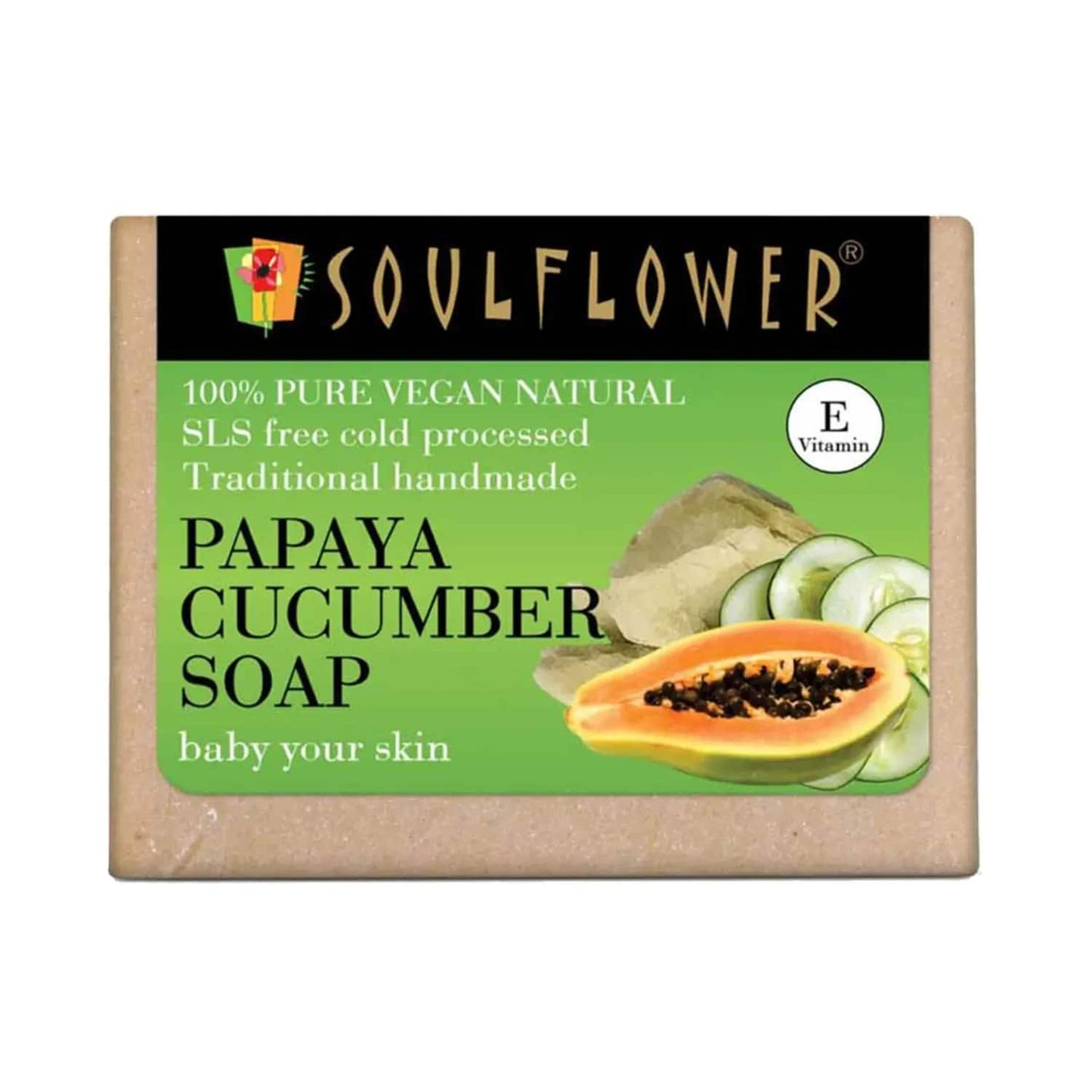 Soulflower Papaya Cucumber Soap - (150g)