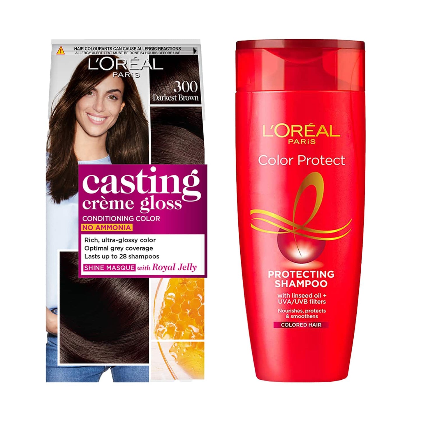 L'Oreal Paris Color & Care Kit (Casting Creme Gloss 300 with Color Protect Shampoo)