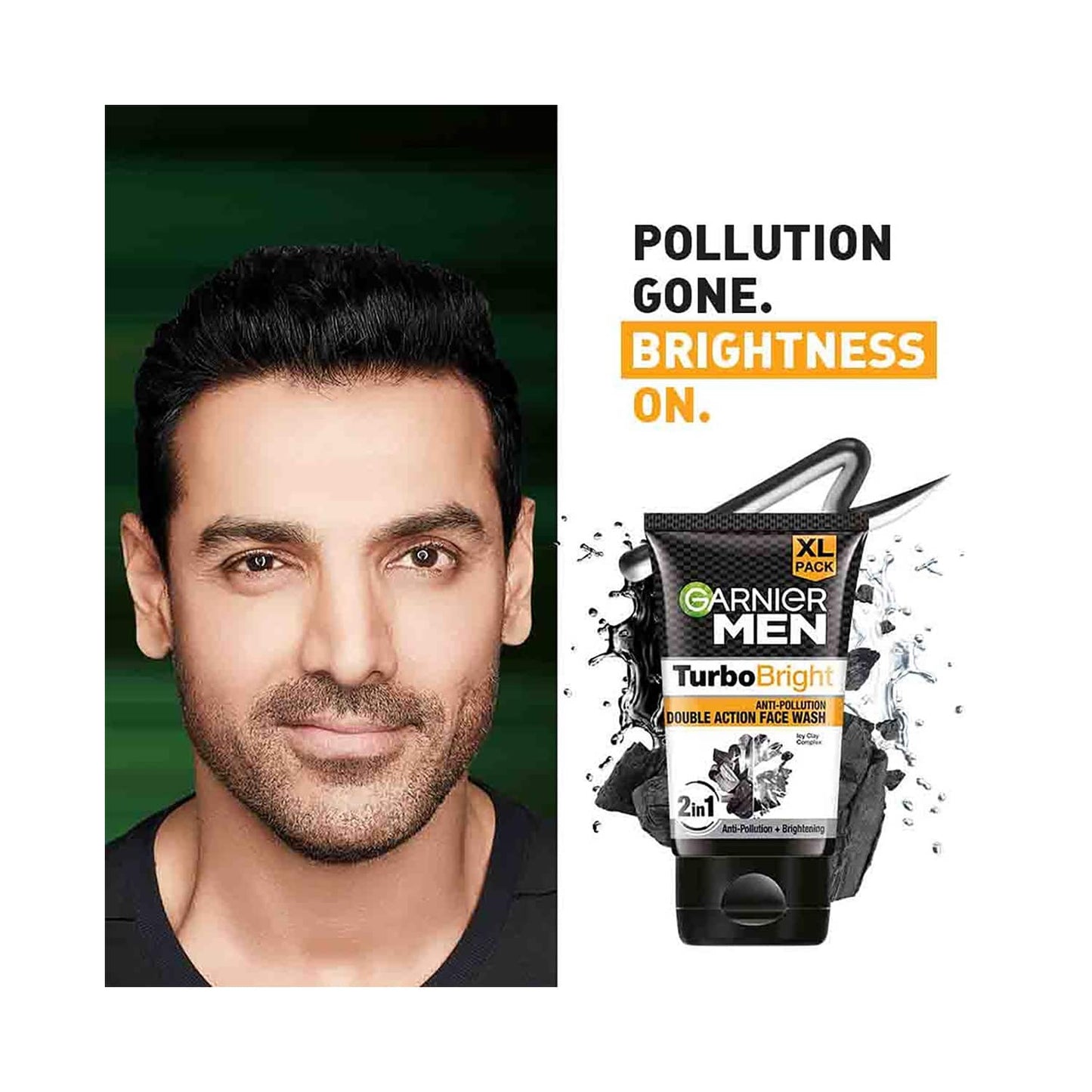 Garnier Men Turbo Bright Anti-Pollution Double Action Face Wash - (2 Pcs)