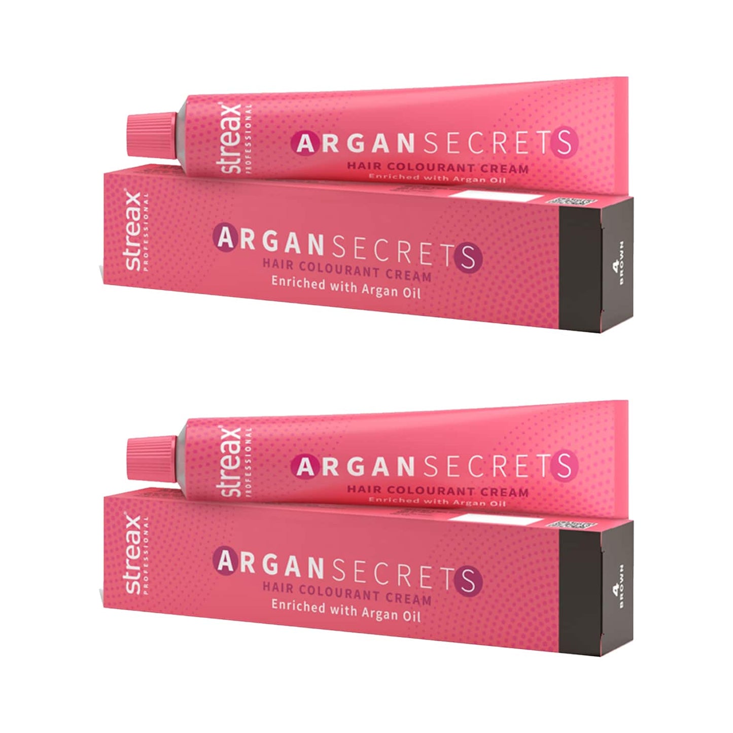 Streax Professional Argan Secret Hair Colourant Cream - Brown 4 (60g) - (Pack of 2) Combo