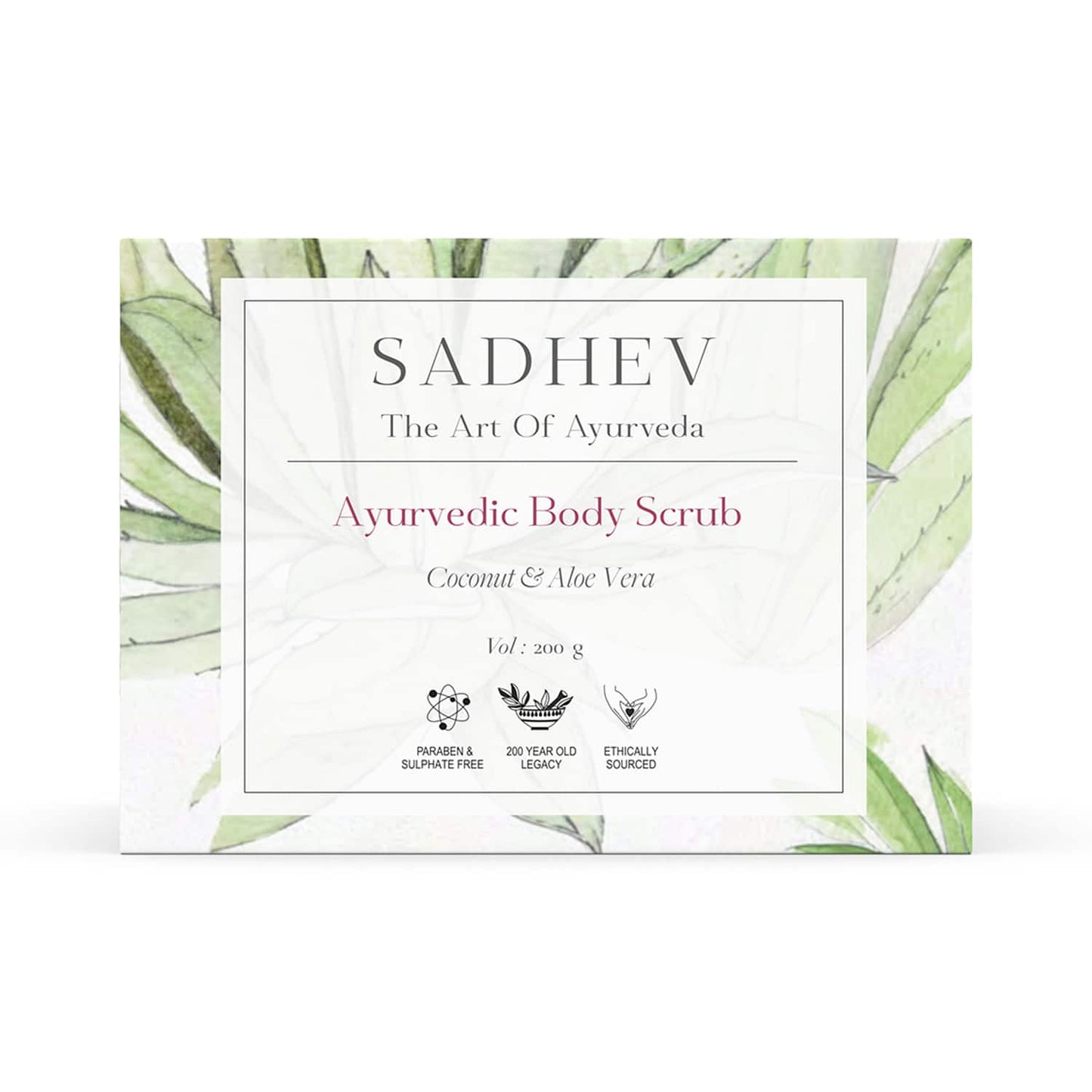 Sadhev Natural and Ayurvedic Coconut and Aloe Vera Body Scrub (200 g)