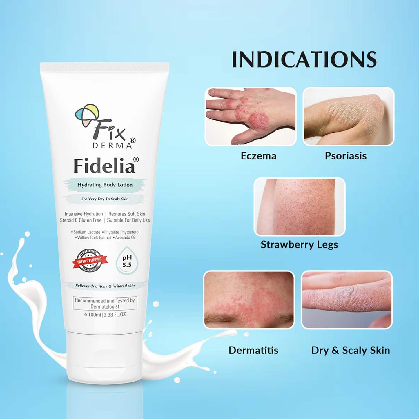 Fixderma Fidelia Hydrating Body Lotion for Very Dry To Scaly Skin with Avocado Oil (100ml)