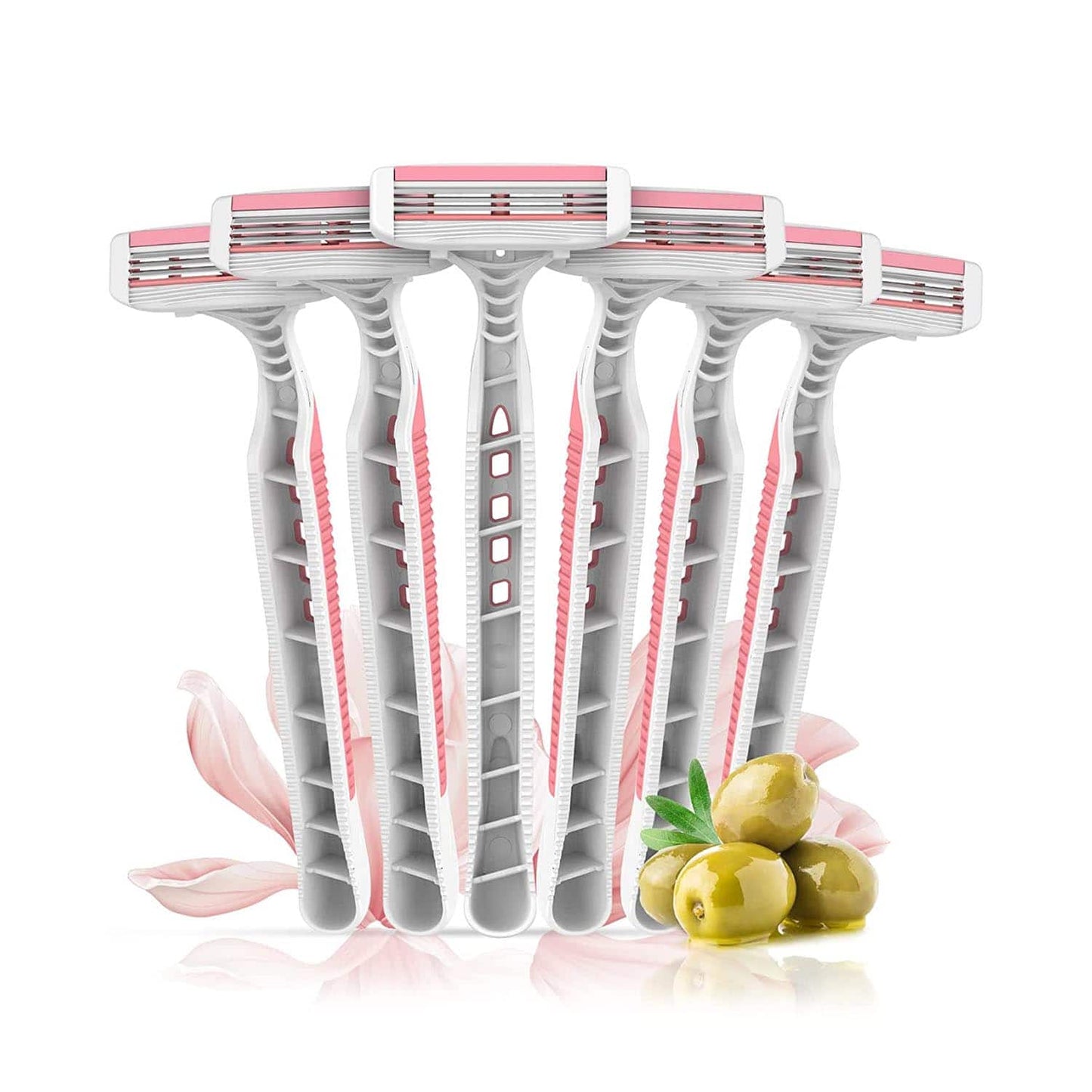 LetsShave Evior 3 Plus Disposable Razor - Pink, White (6 Pcs)