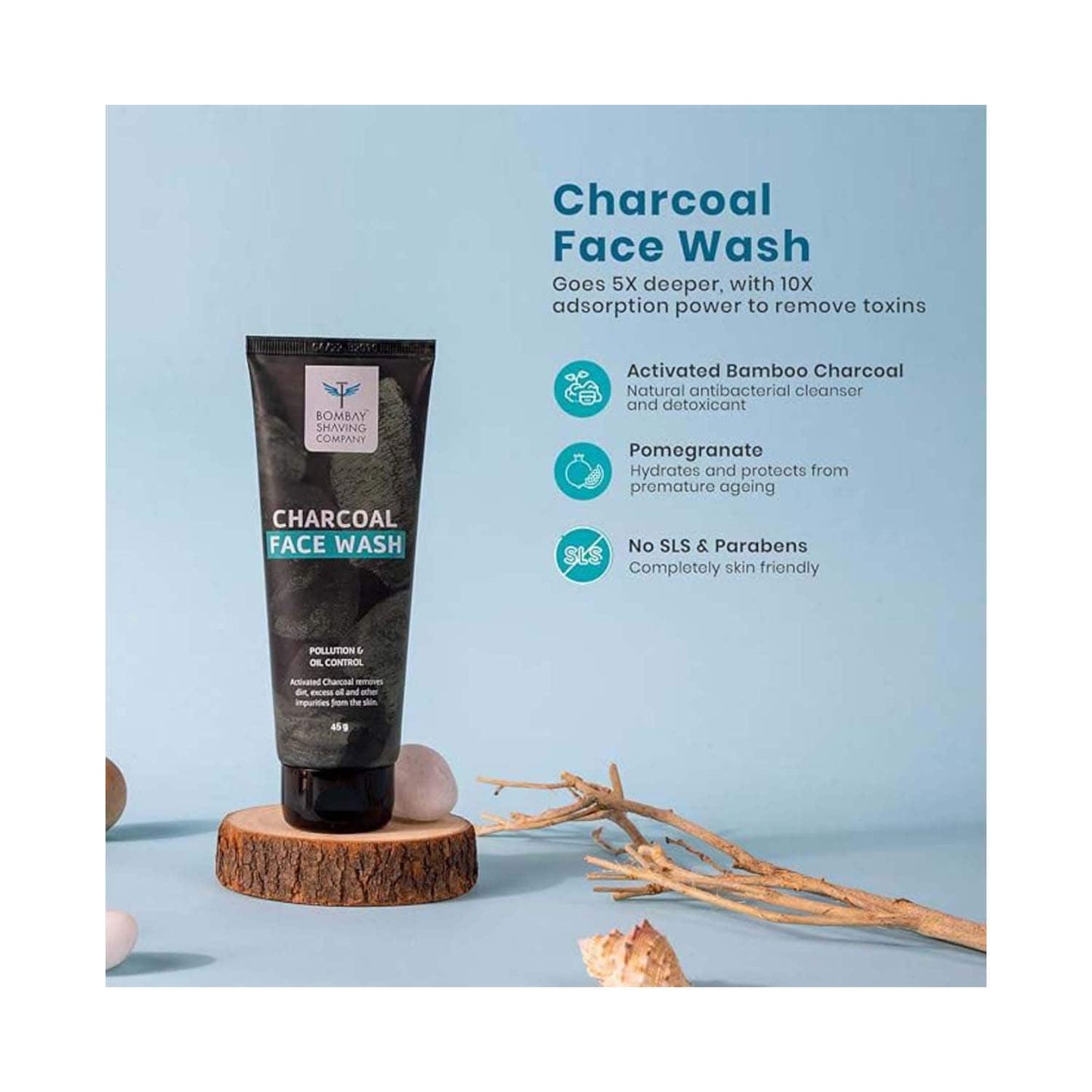 Bombay Shaving Company Charcoal Face Wash and Peel Of Mask Combo (2 Pcs)