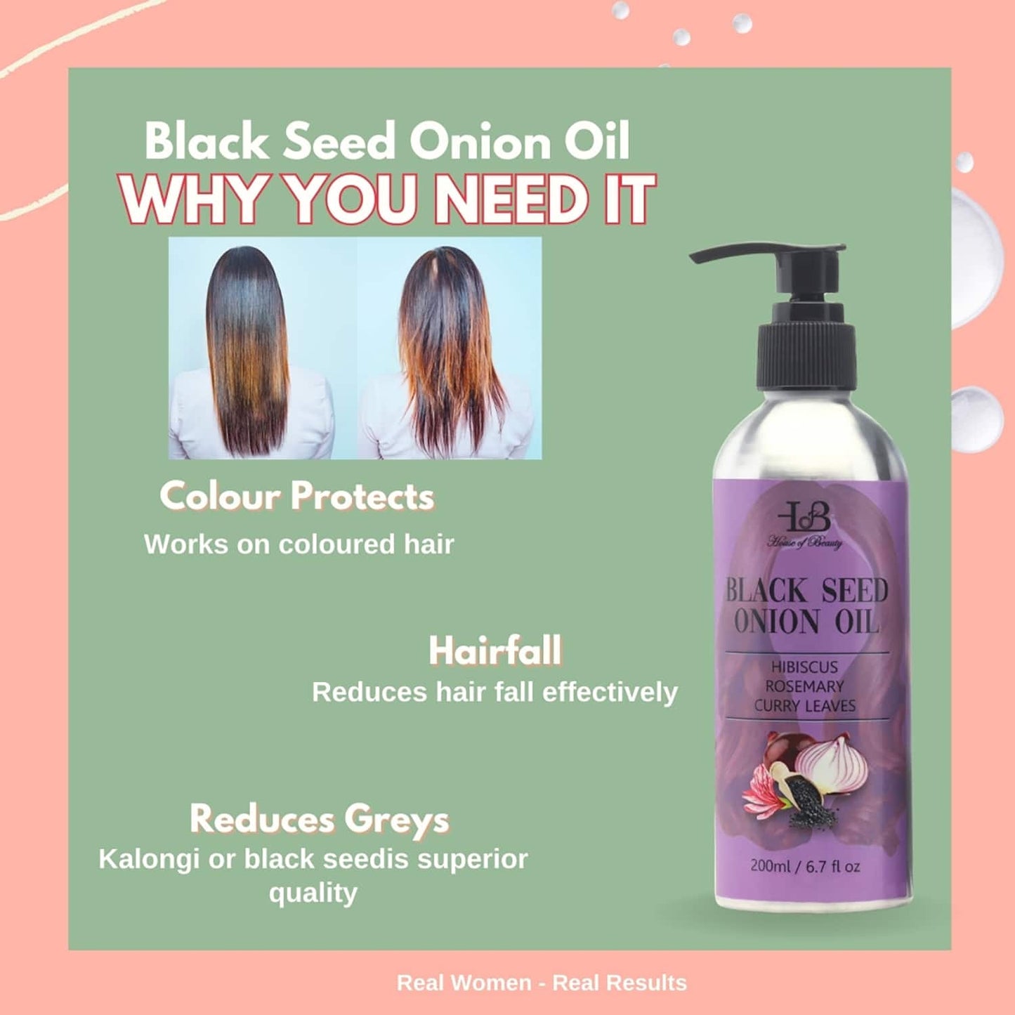 House of Beauty Blackseed Onion Oil Reduces Hair Fall With Real Kalonji Seeds Benefits (200 ml)