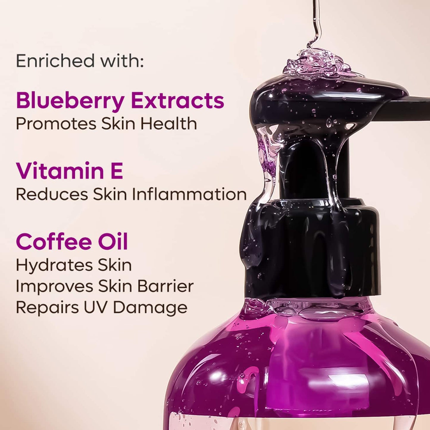 mCaffeine Blueberry Blast Body Wash, Fruity Fresh Blueberry Aroma,Deep Cleansing for Soft Skin (300ml)