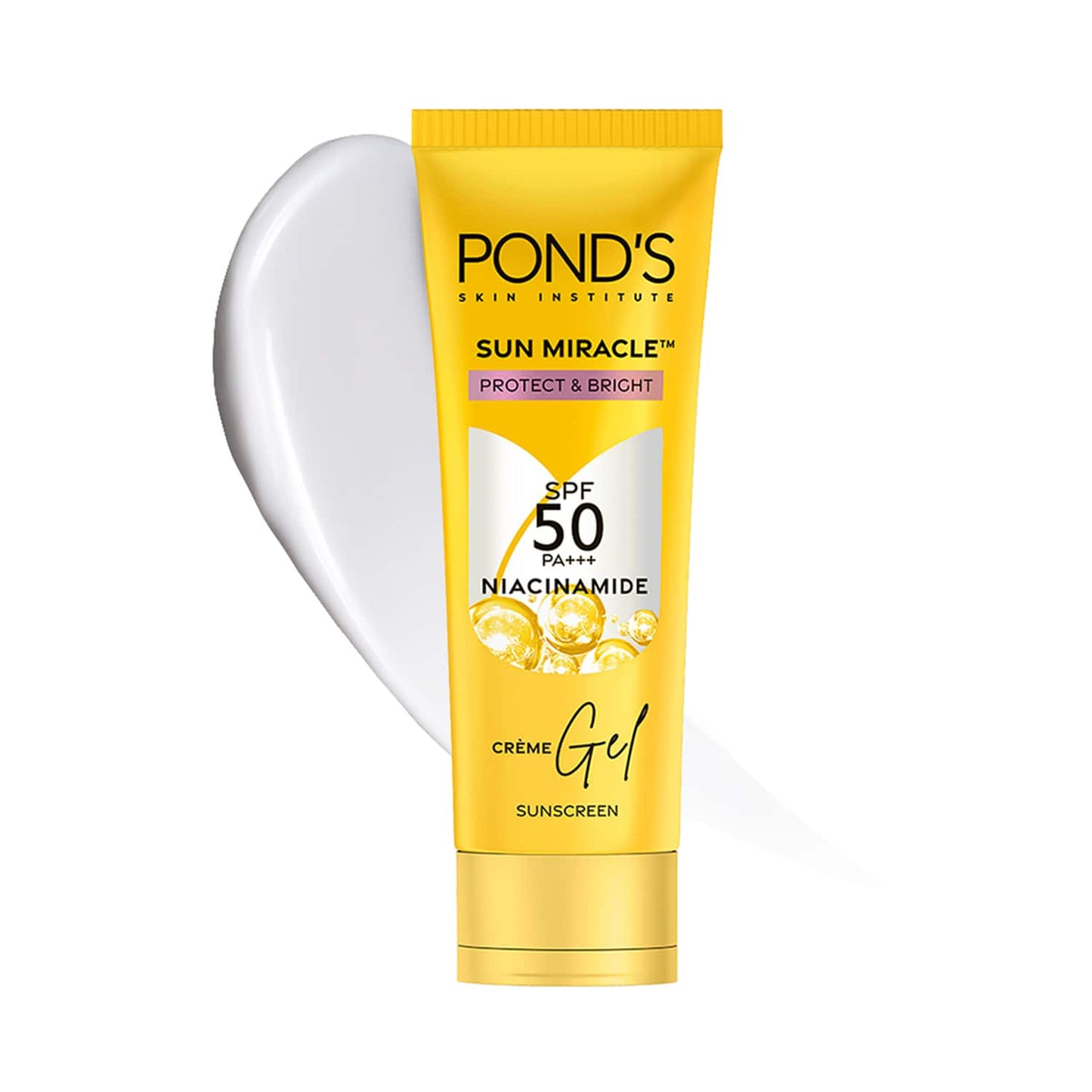 Pond's Sun Miracle SPF 50 PA+++ Creme Gel Sunscreen - Protect & Bright, With Niacinamide (50 g)
