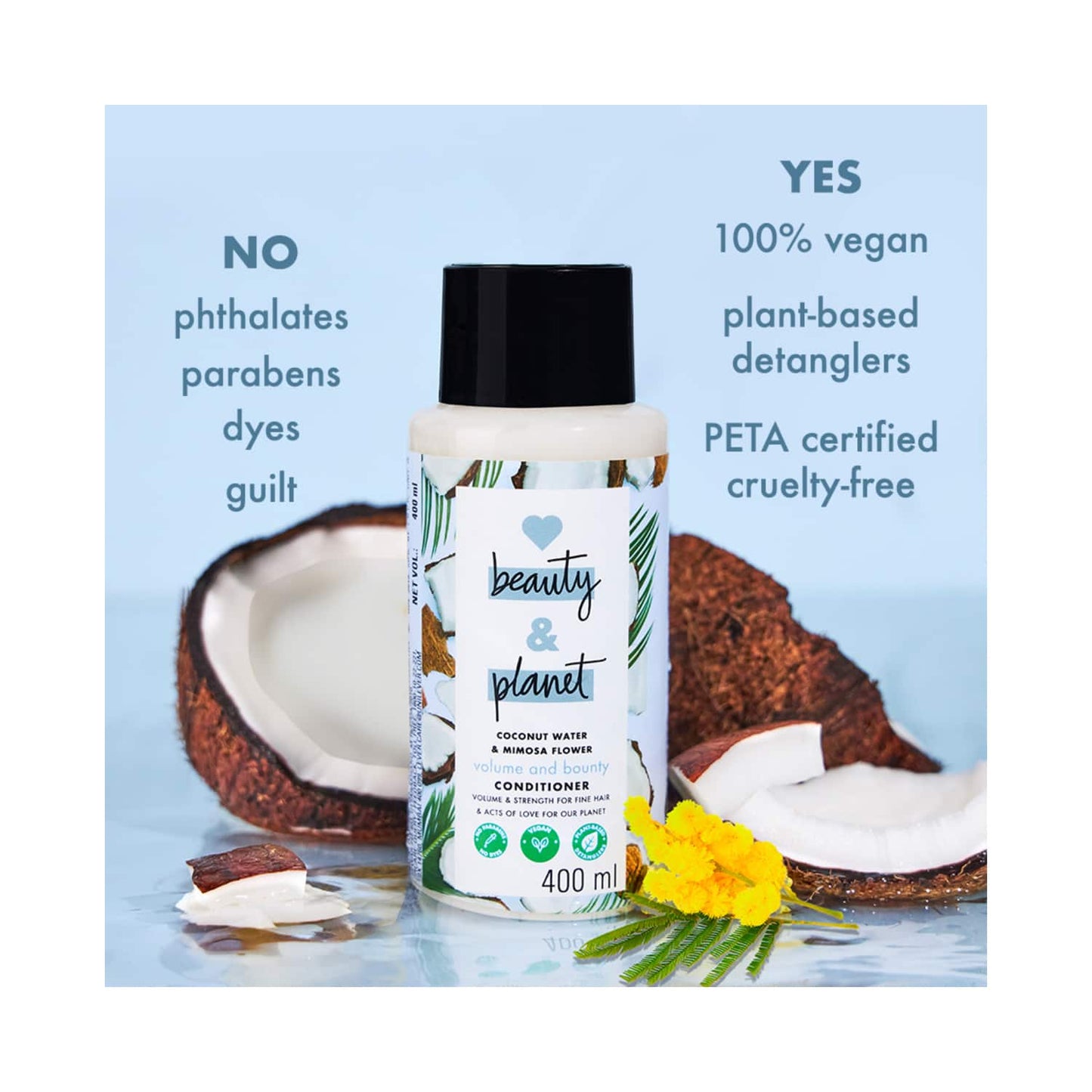 Love Beauty & Planet Coconut Water & Mimosa Flower Conditioner for Volume & bounce (400 ml)