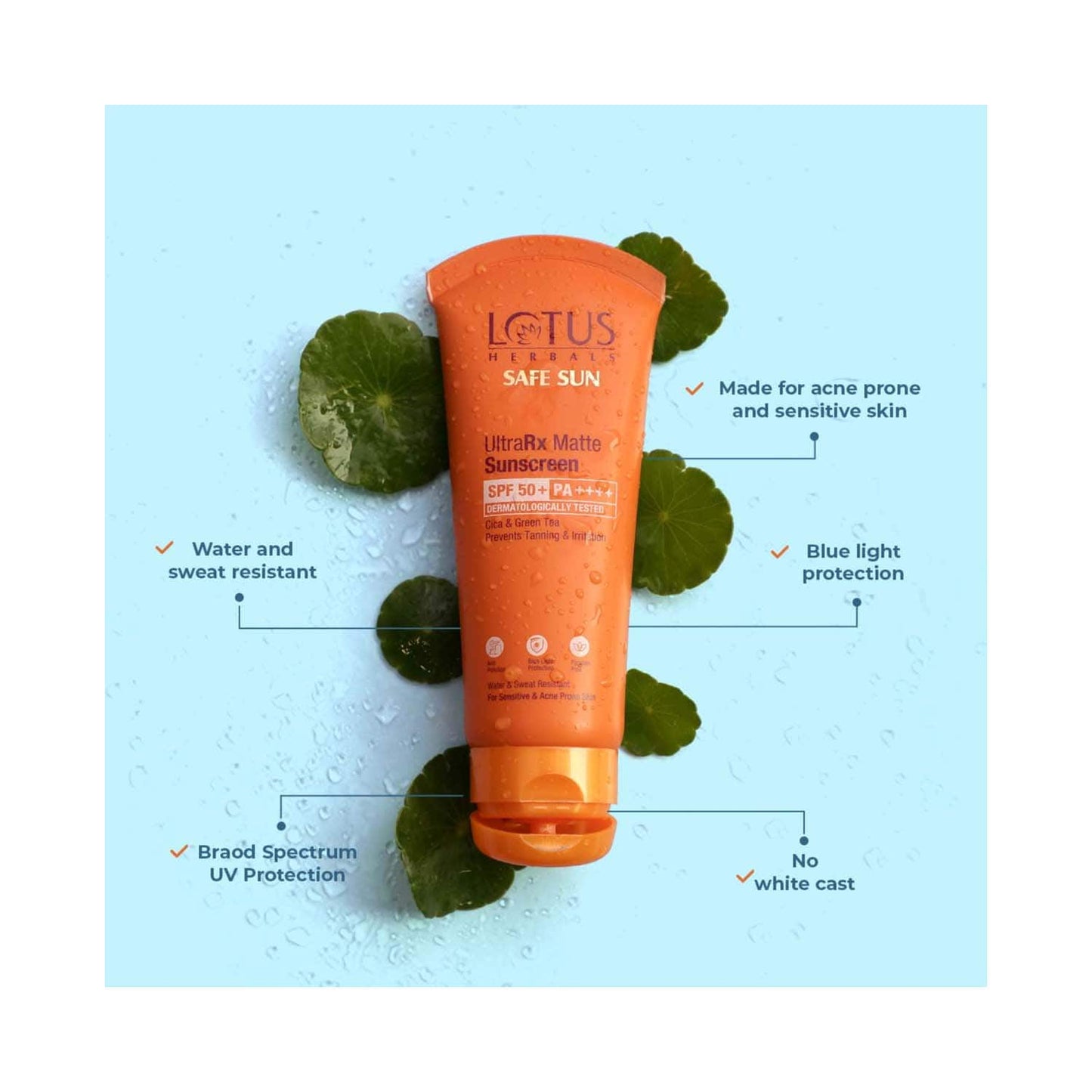 Lotus Herbals UltraRX Matte Sunscreen SPF 50+ PA++++ Suitable for Sensitive & Acne Prone Skin (50 g)