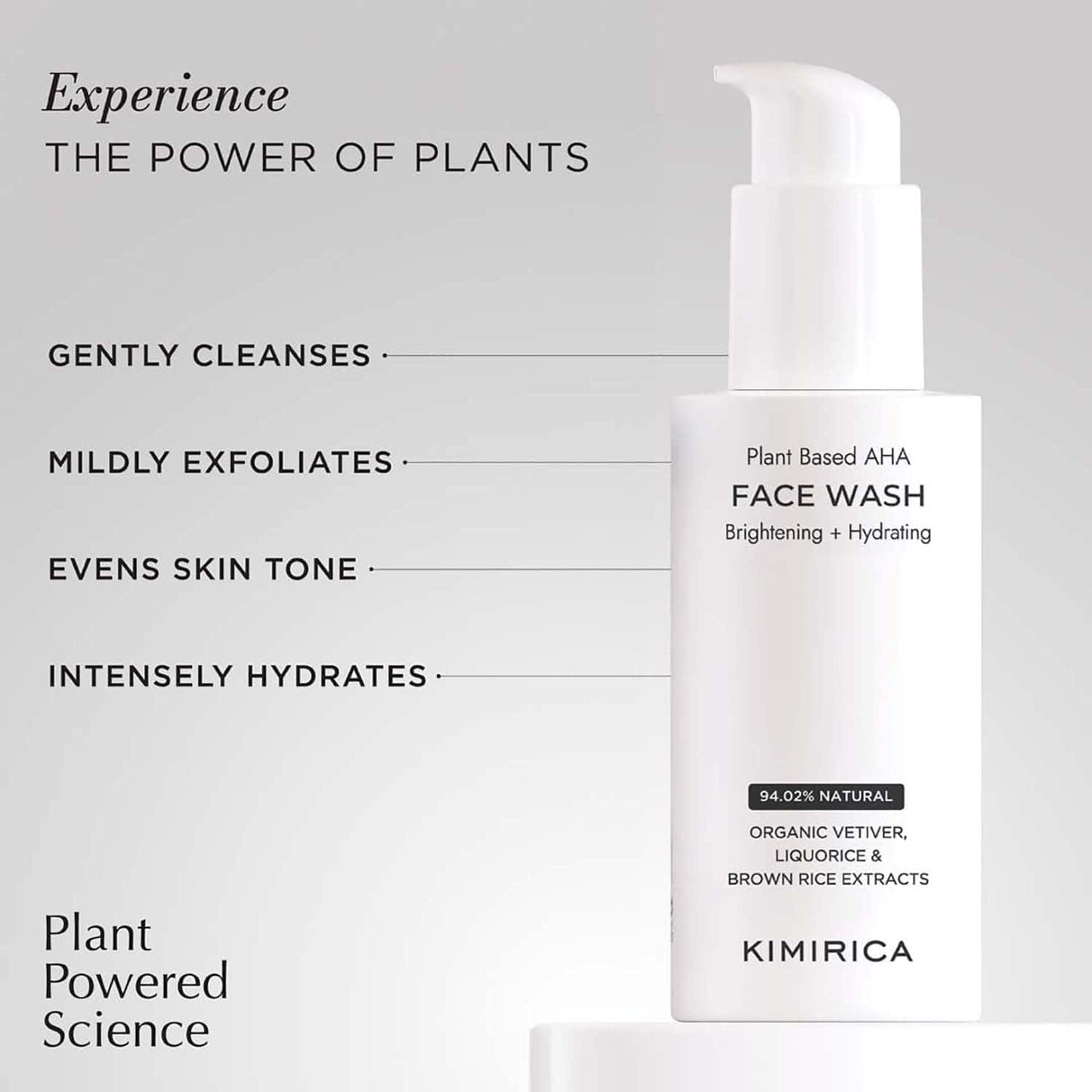 Kimirica Face Wash for Bright & Hydrated Skin with Plant Powered AHA Dry to Normal Skin (100 ml)