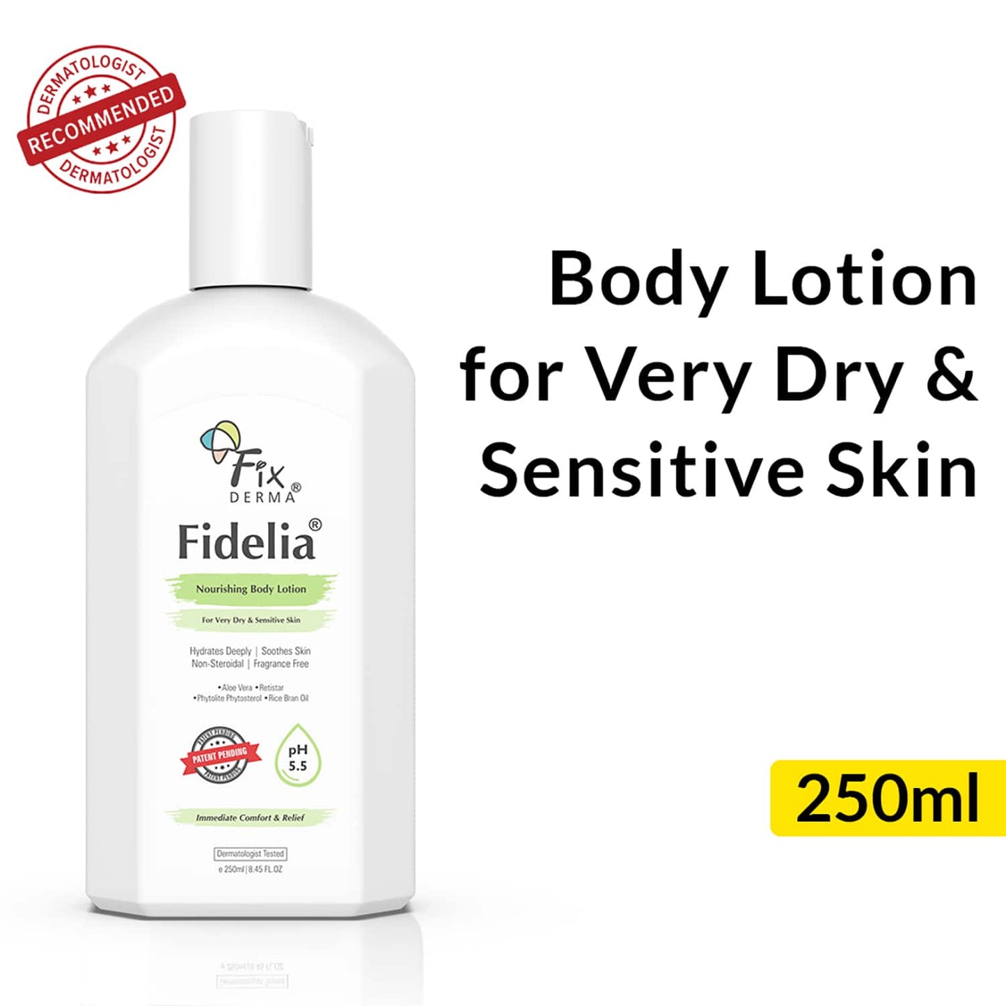 Fixderma Fidelia Nourishing Body Lotion for Very Dry Skin with Rice Brain Oil & Aloe Vera (250ml)