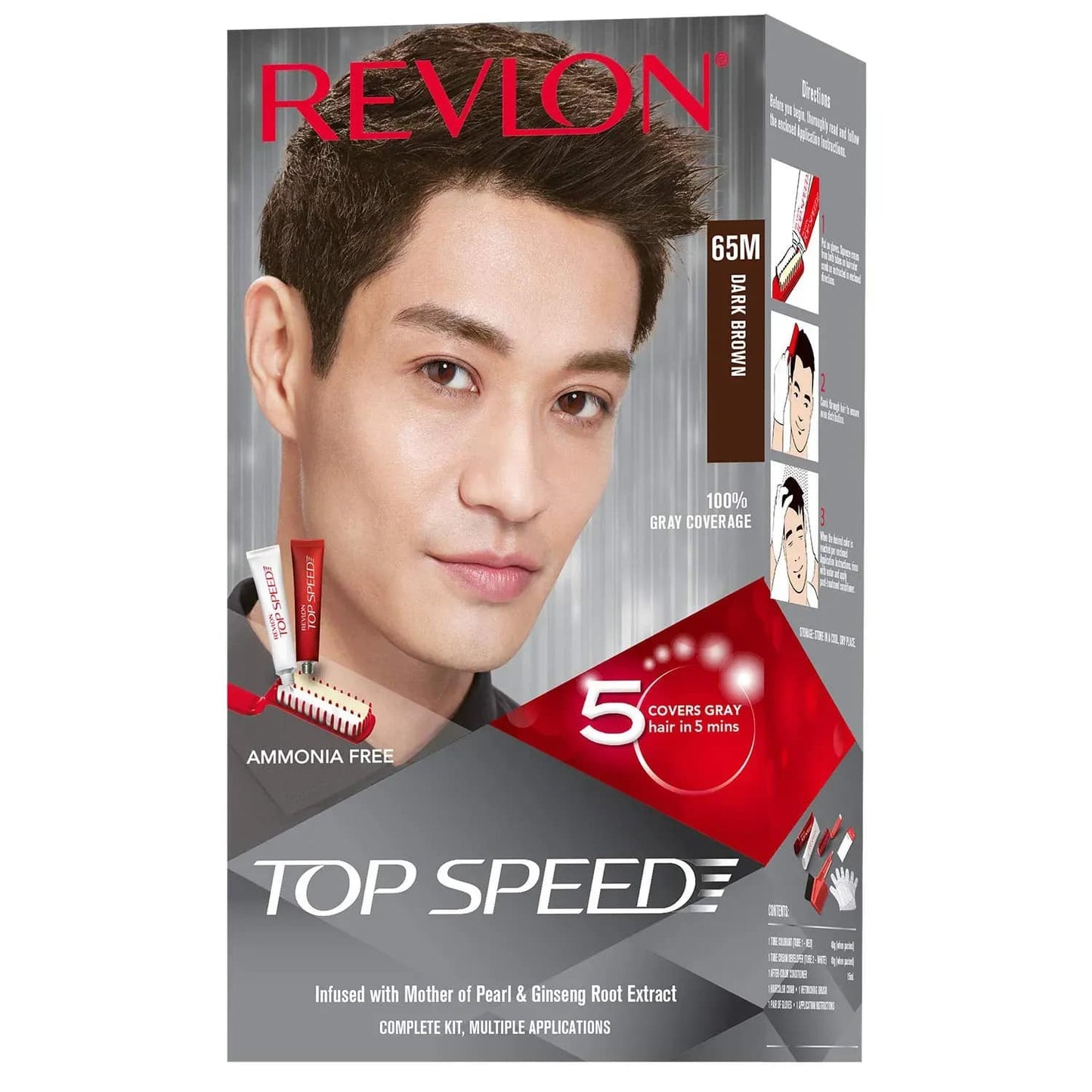 Revlon Top Speed Hair Color - 65M Dark Brown (80g+15ml)