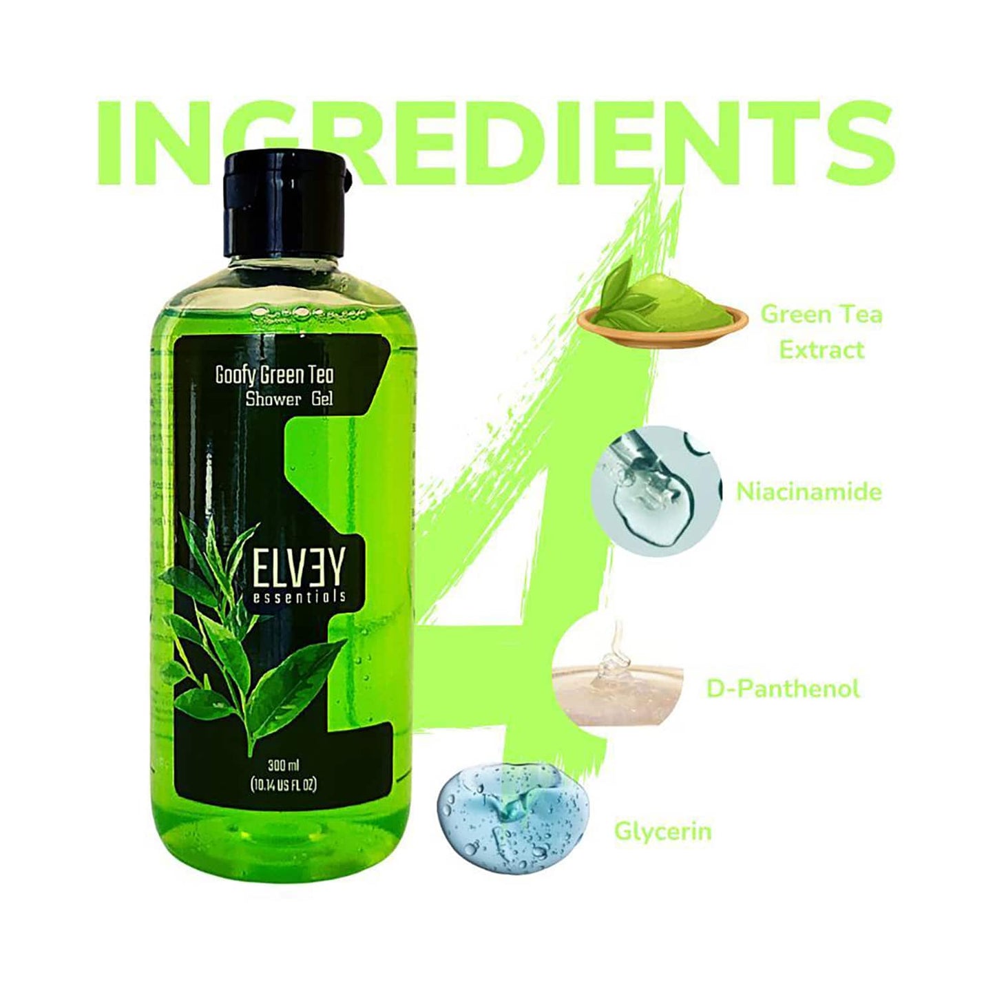 Elvey Essentials Goofy Green Tea Shower Gel (300ml)